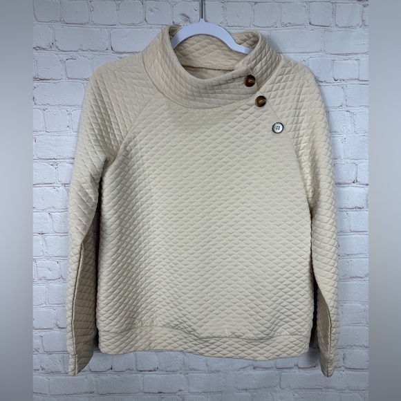 Shein Women's Quilted Mock Neck Button Detail Pullover Sweater top, sz M‎ - Picture 1 of 3